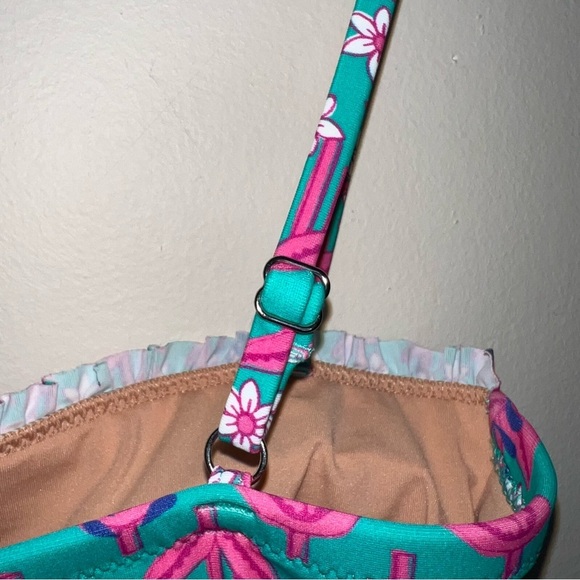 J. Crew Smocked One Piece Swimsuit Turquoise and Pink Size XS - Picture 6 of 14